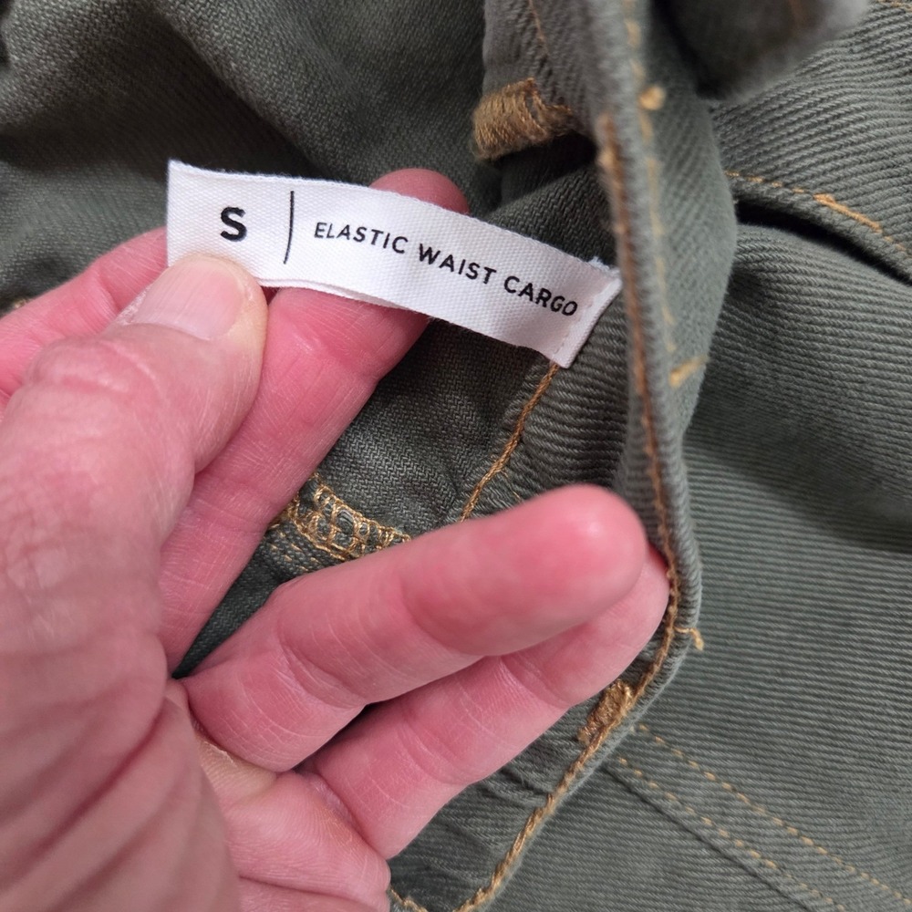 Pacsun Elastic Waist Cargo Pants Olive Green Straight Leg Utility Size S - Picture 3 of 10